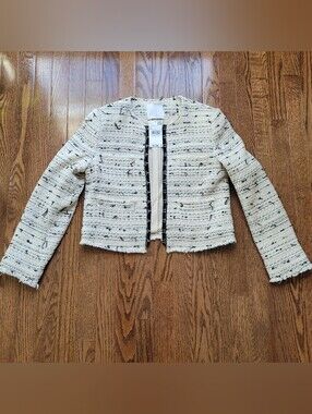 Mango Cream Tweed Cropped Jacket